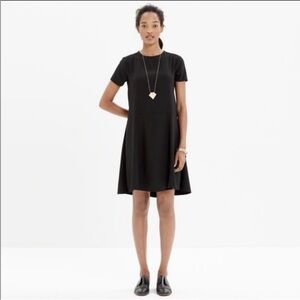 Madewell tribune short sleeve shift dress crepe a line flare skirt 0